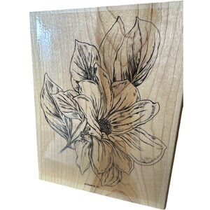 Stampin Up Large Wood-Mounted Rubber Stamp Magnolia Flower From The Garden